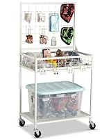 AHOWPD Grid Wall Panels Display Cart - Rolling Heavy Duty Metal Wire Grid Wall Display Stand Rack with 10 Hooks & 10 S Hooks for Craft Shows, Retail Art Fair and Flea Market (White)
