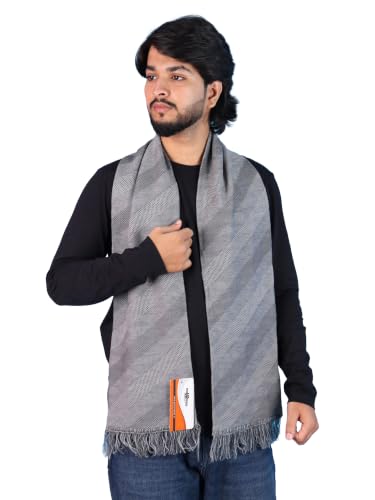 Image of Pick Ur Needs Premium Men's Warm And Stylish Woolen Muffler Angoora With Solid Color Plain Design And Stylish Tussles Ends Muffler For Men