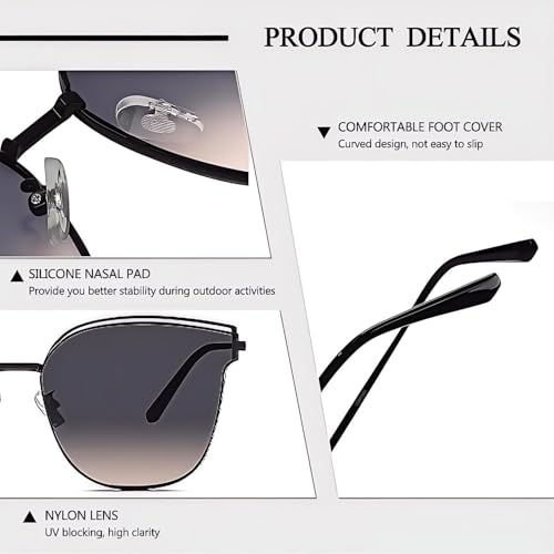 Trendy Cateye Aviator Gradient Sunglasses For Women Men Vintage Metal Sun Glasses4