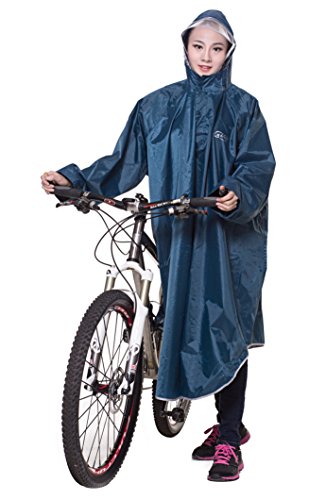 Icegrey Adulte Léger PVC Long Taille Capuche pour Imperméable Faire du Vélo Pluie Cape de Poncho à Manches Cyan Cover