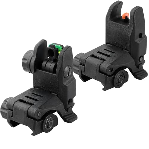 LXYYM Flip Up Sight Front and Rear Flip Lightweight Sights,with Green Red Fiber Optics Dots, Mounted on Any Picatinny Rail