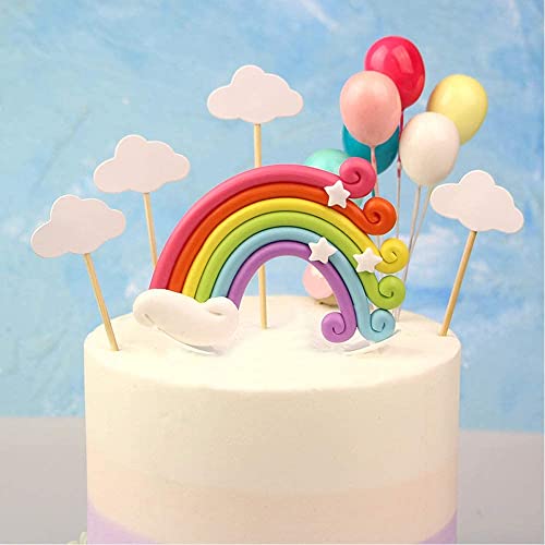 DERAYEE 12 Stück Regenbogen Tortendeko,Geburtstag Cake Topper Kuchen...