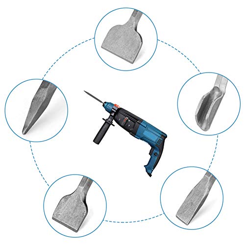 Brocas de Cincel SDS Plus, Juego de cincel de martillo eléctrico Rotarys, Juego de Brocas de 5 Piezas, Juego de Cincel para Romper o Perforar en la Pared de Piedra de Hormigón