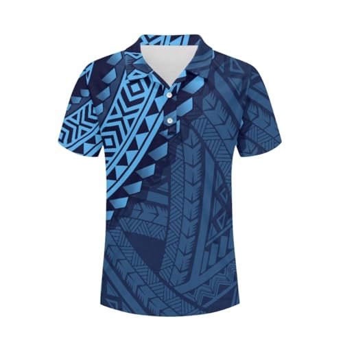 Men Short Sleeve Polo Shirts Casual Summer Polynesian Samoan Print Slim Fit T-Shirts Button Golf Polos Tops3