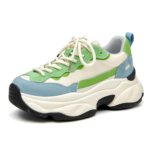 Image of BEAU TODAY Womens Chunky Sneakers, Chunky Shoes for Women, Lace up Comfortable Fashion Dad Sneaker
