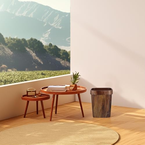 Caneca de basura cuadrada 10 litros con diseño de madera miniatura 5