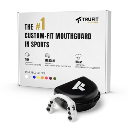 TRUFIT - Custom Sports Mouthguard, Football Mouth Guard, Custom Fit Mouth Guard, Boxing, Lacrosse, Hockey, MMA, Football, Dental Mouthpiece, Adult & Youth, Durable, BPA-Free, Slim, Comfortable Fit