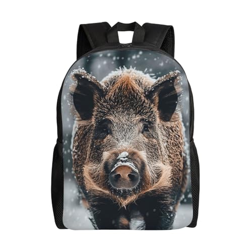 Wild Boar Cute Backpack Waterproof Lightweight Casual Backpack One Size Daypack Travel Laptop Bag For Men Women
