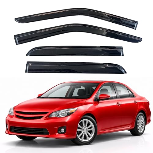 Image of KPY Rain Guards Fit for 2009-2013 Toyota Corolla, Out-Channel Window Visors Vent Wind Deflectors 4PC, Car Accessories for 03-08 Corolla