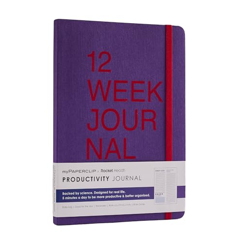 Image of myPAPERCLIP 12 Weeks Productivity Journal | A5 Size, 200 Pages, 80 GSM | Daily log, Goals for the day, Reminders | Bookmark, Elastic closure, Section thread-bound (Amethyst)