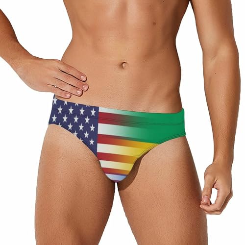 U.S.A Gabon Flag Mens Swim Briefs Bikini Sexy Low Rise Trunks Swimsuit Bathing Suit Beach