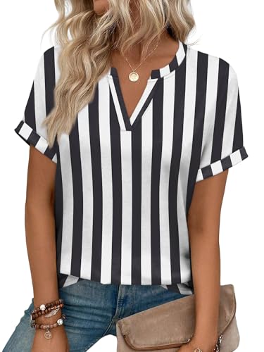 Image of WIHOLL Womens Blouses Spring Tops Short Sleeve Shirts Dressy Casual Summer Vacation Fashion Clothing 2026