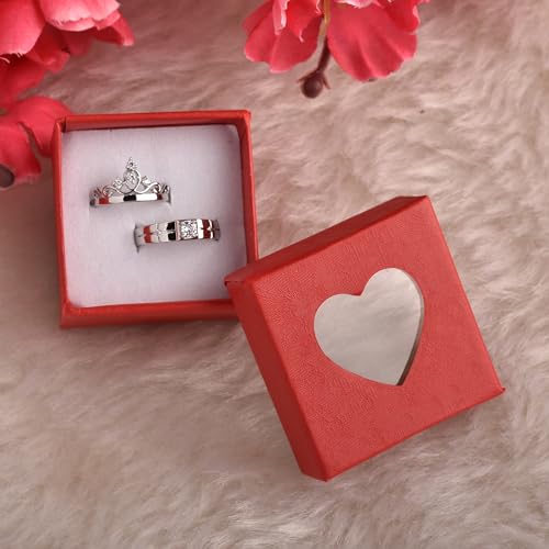 925 Sterling Silver 2pcs Set of King And Queen Matching Promise Rings for Couples Anniversary Valentine's Jewelry Gifts For Her4