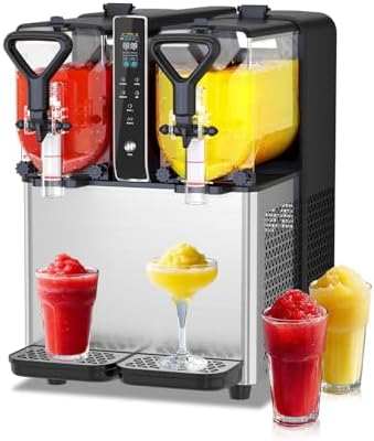Slushie Machine, No Ice Needed, 0.8 Gallons x 2 Tank Margarita Machine with Food-Grade PC Tank for Margaritas Slushies Frozen Drinks, 500W Slushy Machine for Home Party Birthday Gifts