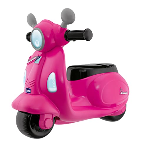 Chicco Moto Porteur pour Enfants, Trotteur Vespa Rouge Primavera, Jouet avec Panneau Electronique, Lumières et Sons, Stabilisateurs avec Roues amovibles, Max 25 kg - Jouet Enfant de 1 à 3 Ans