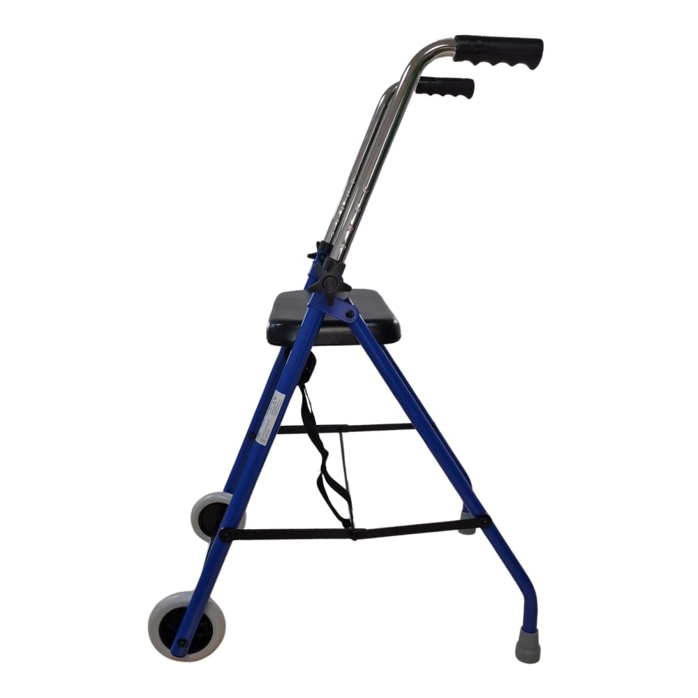 INTANICA A03, ANDADOR PARA ANCIANOS,MATERIAL ACERO, EMPUÑADURAS ERGONÓMICAS, LIGERO, ASIENTO, COLOR AZUL, AJUSTABLE, PLEGABLE, RESISTENTE, PESO SOPORTADO HASTA 100KG