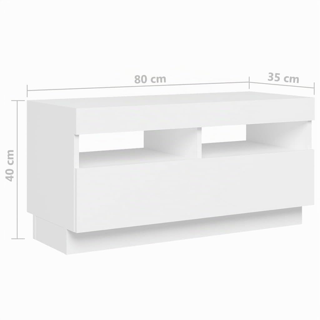 vidaXL Mueble para TV con Luces LED Soporte Mobiliario Aparador Estante Salón Sala de Estar Dormitorio Decoración Blanco 180x35x40 cm