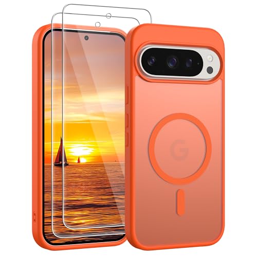 Coque antichoc Pixel 10 Pro XL magnétique et translucide orange durable