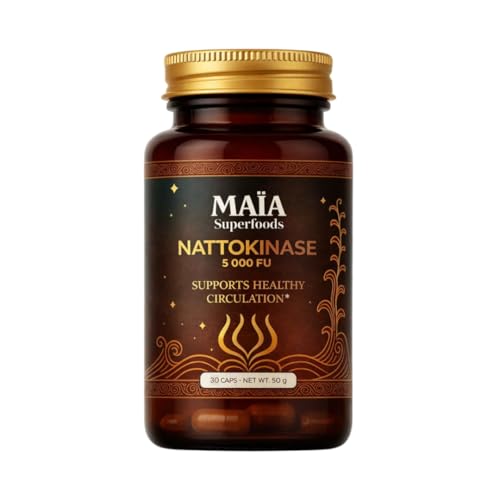 MAA SUPERFOODS Maia Nattokinase | 5000 FU | Supports Arterial Cleanliness Nitric Oxide Cardiovascular Wellness | Fermented Soybean Enzyme Supplement