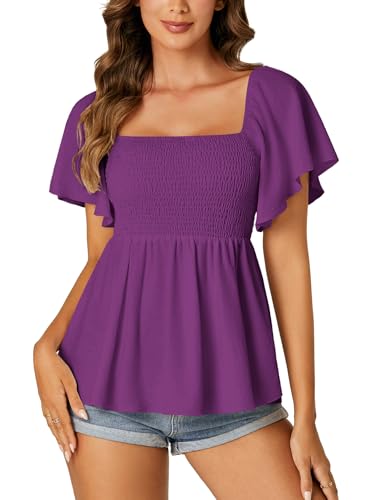 Image of LYANER Women's Square Neck Cute Peplum Top