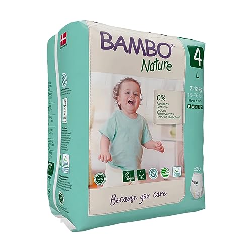 Image of Bambo Nature Premium Baby Pants Diapers for Baby Large Size (7-12 Kgs), Super Absorbent, Breathable, Extra Soft, Dermatologically Tested, Hypoallergenic Nappies With Wetness Indicator, 60 Count