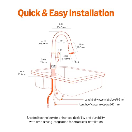 Image of Amazon Basics Pull-Down Sprayer Kitchen Faucet with Fast Mount, 3 Spray Mode, Chrome Finish, Easy Installation, 1-Pack