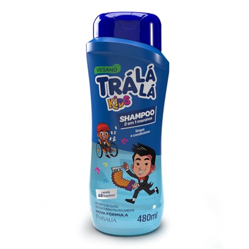 Trá Lá Lá Shampoo 2 Em 1 Personagem Kids Azul Escuro 480 Ml