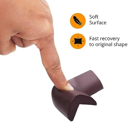 SwissHome Premium Baby Proofing Corner Guards Pre-Taped Corner Protectors for Furniture Ultimate Child Safety Edge Guards with Adhesive Protects Toddlers from Sharp Corners (Brown, Pack of 4 PCS) 2