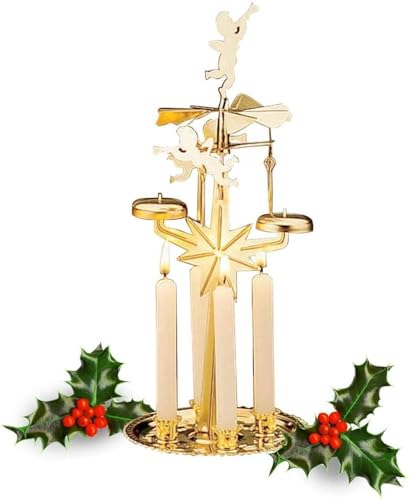 Scandinavian Christmas Light Bell Pyramid Chime with Four Candles