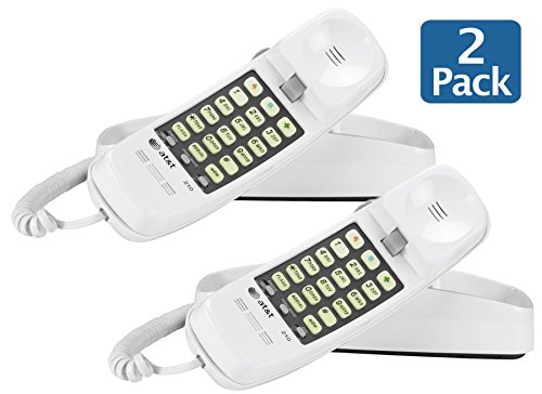 AT&T 89-0008-06 Model 210M Trimline Corded Phone 93020, White, Table and Wall Mountable - Pack of 2 AT&T 89-0008-06 Model 210M Trimline Corded Phone 93020, White, Table and Wall Mountable - Pack of 2