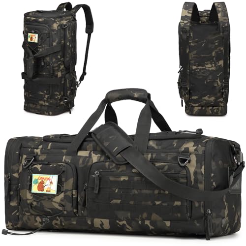 FRETHIND 50L Herren Sporttasche mit Nass- & Schuhfach Rucksack 3 in 1 Reisetasche Handgepäck Sport Duffel Tasche für Training Gym Schwimmen Weekender (Camo)