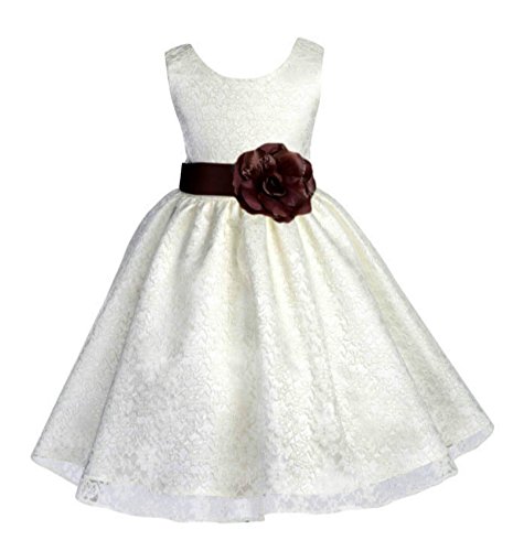 Wedding Baby Ivory Floral Lace Overlay Flower Girl Dress Gown 163s s