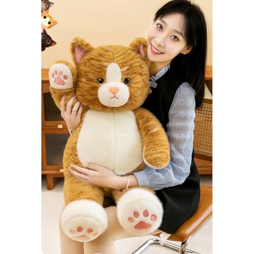 特大 猫 プレゼント リアル添い寝枕 寝具 おもちゃ 大きい ぬいぐるみ 猫ぬいぐるみ アニマル クッション 動物 抱き枕 縫い包み 可愛い だきまくら 45cm クリスマスプレゼント リアル イエロー ふわふわ 玩具
