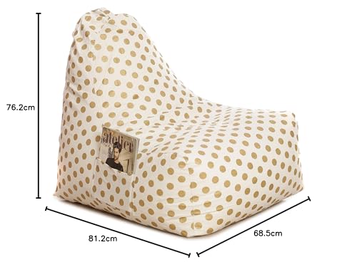 Image of Style Homez Hackey Cotton Canvas Polka Dots Printed Bean Bag XXL Size Filled with Beans Fillers