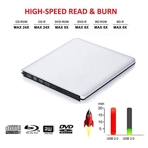 image for VikTck External 3D 4K Blu ray DVD CD Drive Burner, Portable USB 3.0 Bl