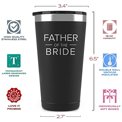 Sodilly Insulated Coffee Tumbler- Father's Day Gift- Engagement Announcement Accessory- Father of the Bride Tumbler Gifts- Special Father of the Bride- 16oz Black Insulated Coffee Tumbler - Image 5