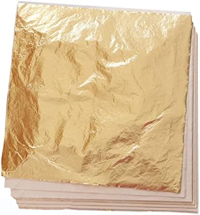 100 Sheets Imitation Gold Leaf for Art, Crafts Decoration, Gilding Crafting, Frames, 5.5 by 5.5 Inches