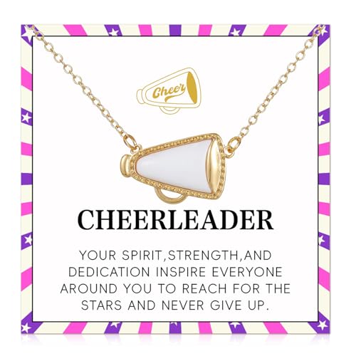 Cheerleader Gifts,Cheer Necklace,Cheerleading Gifts,Cheerleader Necklace for Girls,Unique CheerleadingGifts,Cheer TeamGifts for Daughter Granddaughter Coach,CheerGifts with Encouragement Card