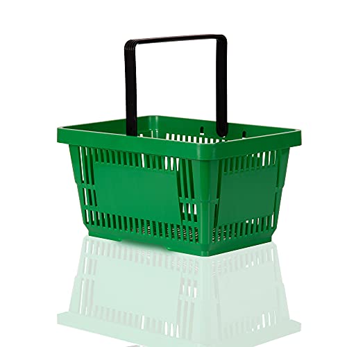 Einkaufskorb grün 22l Handkorb mit Tragebügel | Kunststoffkorb stapelbar | Tragekorb stabil | Plastikkorb lebensmittelgeeignet | Shopping-Basket