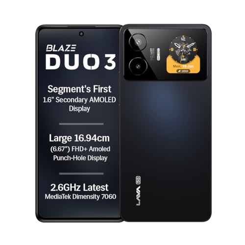 Lava Blaze Duo 3 5G (Moonlight Black, 6GB RAM, 128GB Storage) | M...
