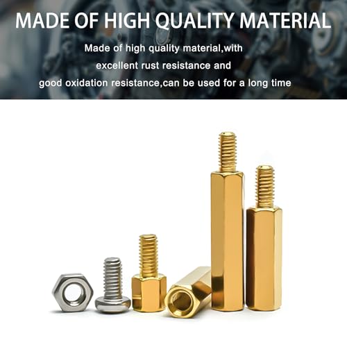M3 Hex Brass Standoff,210pcs M3 Male Male Board Hexagon Threaded Pillar,Hexagonal PCB Motherboard Spacer Bolt Screw Nut Assortment Kit Mounting for PCB,Computer & Circuit Board - Thumbnail 4