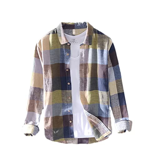 Chemise style italien à carreaux pour homme coupe haut de gamme L