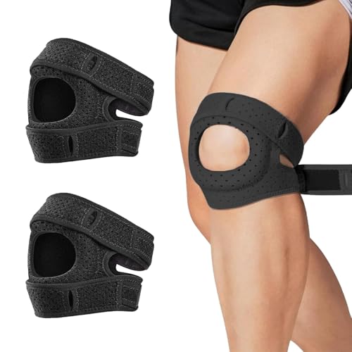 Générique Genouillère Ortho,Deedlite Genouillères OrthoRotule, Réglable Genouillères Ortho Rotule, Pour Les Coureurs, Arthrite Rotule,Tennis (Noir-2pcs)
