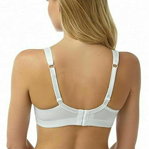 KNWER CLOTHING Ladies Non Wired Firm Control Satin Lace Brassieres Soft Cup Comfortable Womens Non-Wired Extra Supportive Non Padded Underwear Everyday Bra UK (White, 42-B) - Image 2