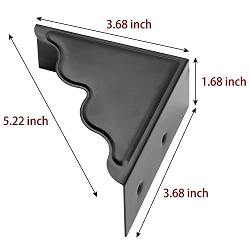 Image of Pack of 4 3.68 inch Antique Metal Corner Protectors Corner Guard Decorative Desk Box Corner Protector Desk Case Edge Cover Guard Furniture Corner (Black)