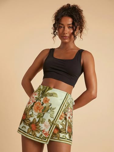 Image of SweatyRocks Women's Boho Mini Skirts Floral Shorts Tie Side Wrap Skorts