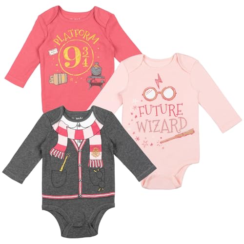 Image of Harry Potter Baby Girls 3 Pack Bodysuits Newborn to Infant