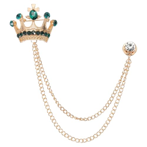Image of PATIKIL Crown Hanging Chain Brooch Pins | Rhinestone Suit Pins Fashion Crystal Lapel Pins for Women Men