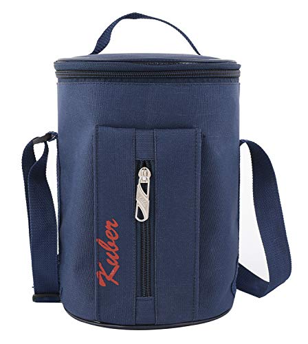 Image of Kuber Industries Canvas Waterproof Lunch Carry Bag, Suitable for 3 Compartment (Blue) -CTKTC039121
