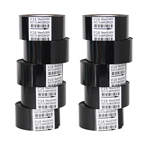 Chudeng 10 Rolls 30mm x 100m Black Thermal Transfer Ribbon Resin for Coder Printer Machine, Black Color Ribbon for Coding Machine